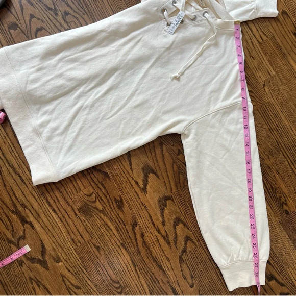 Madewell Cream Lace-Up Sweatshirt XL - Picture 6 of 7